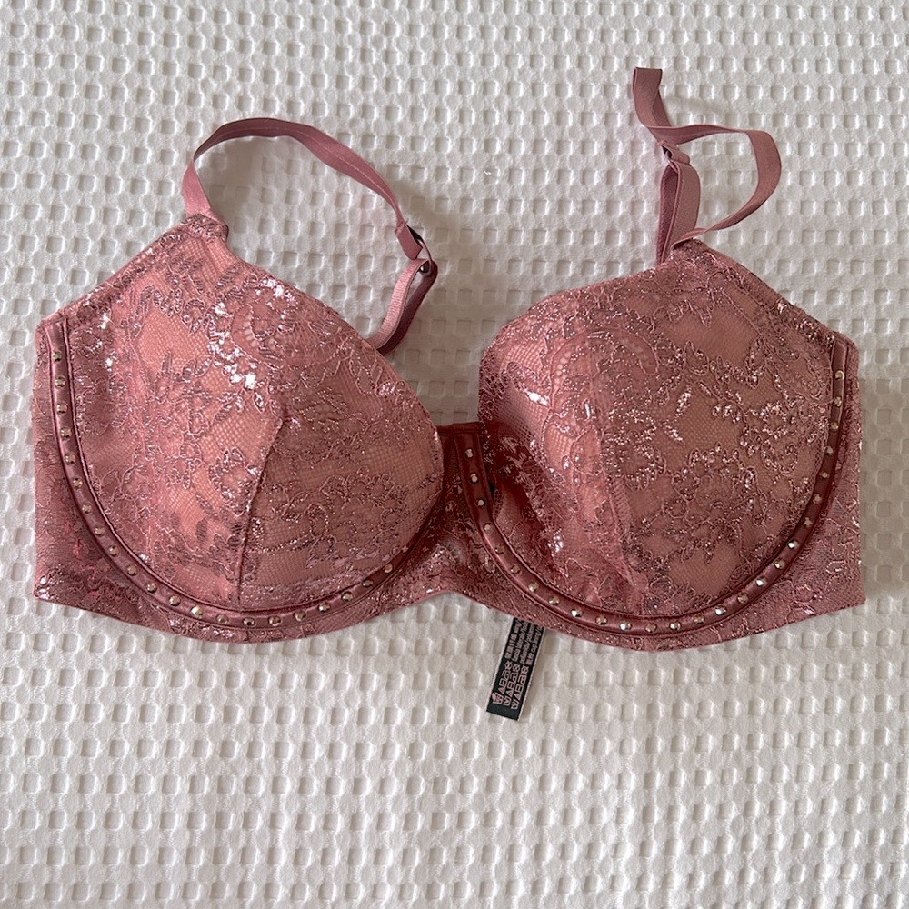 Victoria's Secret Embellished Lace Push-Up Bra in Rose Gold